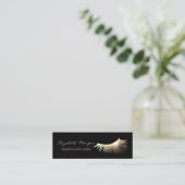 Elegant Modern Black, Gold Faux Lashes Mini Visitekaartje (Staand voorkant)
