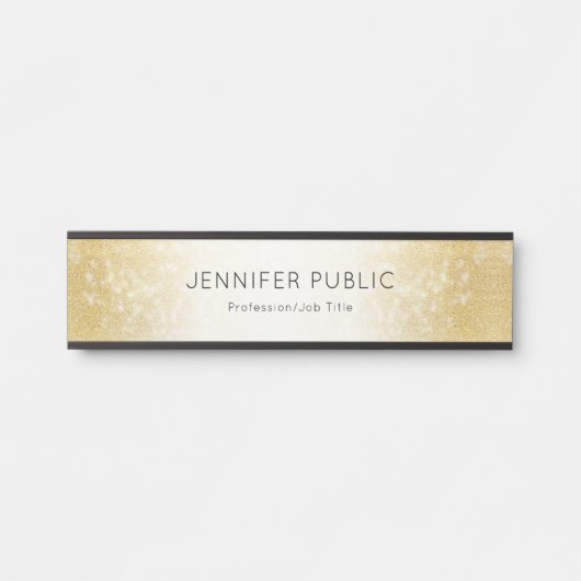 Elegant Modern Black Gold Glitter Glamour Sjabloon Deurbordje (Voorkant)