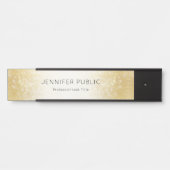 Elegant Modern Black Gold Glitter Glamour Sjabloon Deurbordje (Voorkant)