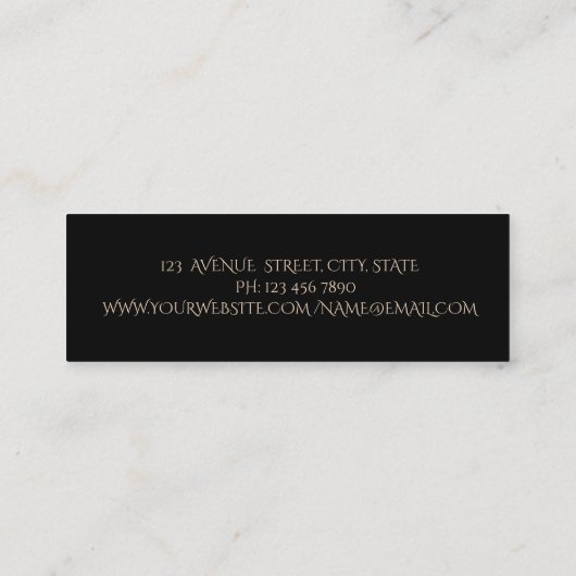 Elegant Modern Black, Gold Glitter Mini Visitekaartje (Achterkant)