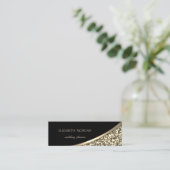 Elegant Modern Black, Gold Glitter Mini Visitekaartje (Staand voorkant)