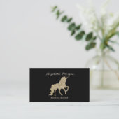 Elegant Modern Black, Gold Glitter Unicorn Visitekaartje (Staand voorkant)