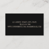 Elegant Modern Black, Gold Glitter Unicorn Visitekaartje (Achterkant)