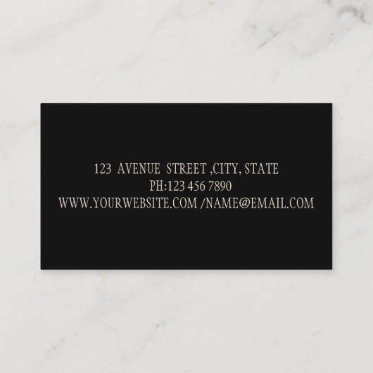 Elegant Modern Black, Gold Glitter Unicorn Visitekaartje (Achterkant)