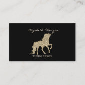 Elegant Modern Black, Gold Glitter Unicorn Visitekaartje (Voorkant)