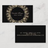 Elegant Modern, Black, Gold Lijst Swirls Visitekaartje (Voorkant / Achterkant)