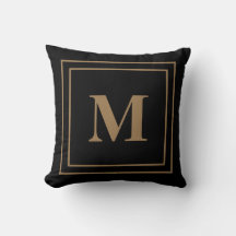 Elegant Modern Black Gold Monogram Sierkussen