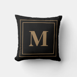 Elegant Modern Black Gold Monogram Sierkussen