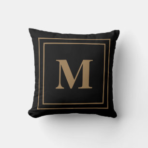 Elegant Modern Black Gold Monogram Sierkussen
