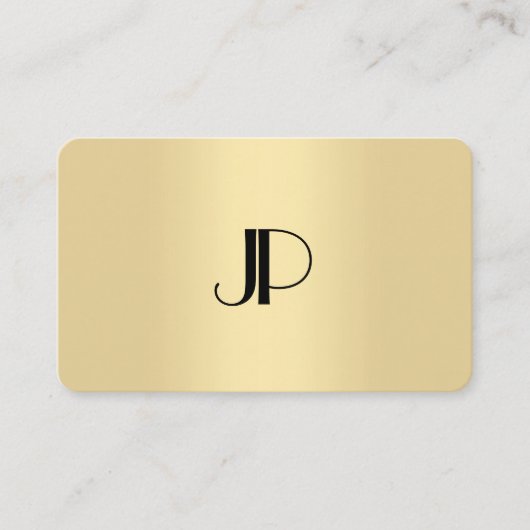 Elegant Modern Black Gold Monogram Sjabloon Visitekaartje (Voorkant)