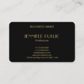 Elegant Modern Black Gold Monogram Sjabloon Visitekaartje (Achterkant)