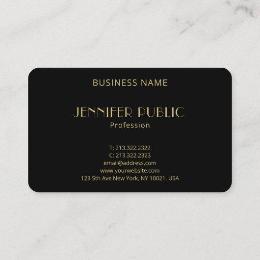 Elegant Modern Black Gold Monogram Sjabloon Visitekaartje (Achterkant)