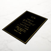 Elegant Modern Black Gold Monogram Weddenschap Folie Uitnodiging (Gedraaid)