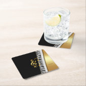 Elegant Modern Black Gold Music Notes,Piano Keys Kartonnen Onderzetters (Insitu)