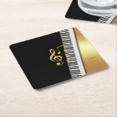 Elegant Modern Black Gold Music Notes,Piano Keys Kartonnen Onderzetters (Schuin)