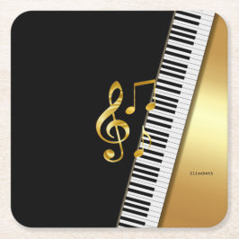 Elegant Modern Black Gold Music Notes,Piano Keys Kartonnen Onderzetters
