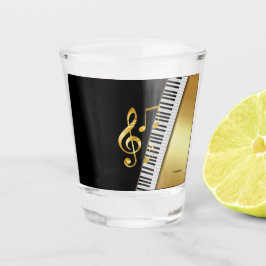 Elegant Modern Black Gold Music Notes,Piano Keys Shot Glas
