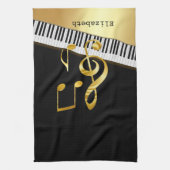 Elegant Modern Black Gold Music Notes,Piano Keys   Theedoek (Verticaal)