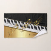 Elegant Modern Black Gold Muzieknoten, Piano Keys Bad Handdoek (Handdoek)