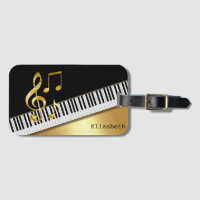 Elegant Modern Black Gold Muzieknoten, Piano Keys