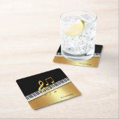 Elegant Modern Black Gold Muzieknoten, Piano Keys Kartonnen Onderzetters (Insitu)