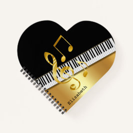 Elegant Modern Black Gold Muzieknoten, Piano Keys Notitieboek