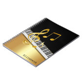 Elegant Modern Black Gold Muzieknoten, Piano Keys Notitieboek (Linkerzijde)