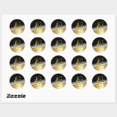 Elegant Modern Black Gold Muzieknoten, Piano Keys Ronde Sticker (Vel)