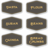 Elegant Modern Black Gold Pantry Food Jar Labels (Voorkant)