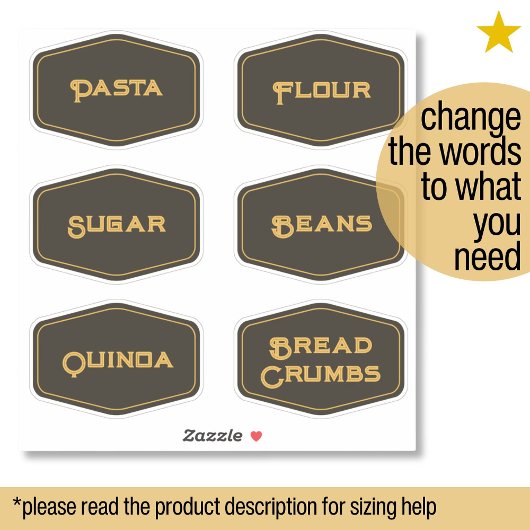 Elegant Modern Black Gold Pantry Food Jar Labels