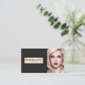 Elegant Modern Black Gold Plaque Salon-fotokaart Visitekaartje (Staand voorkant)