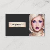 Elegant Modern Black Gold Plaque Salon-fotokaart Visitekaartje (Voorkant)