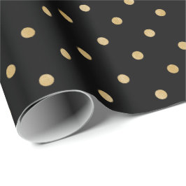 Elegant modern Black Gold Polka Dots Pattern Cadeaupapier