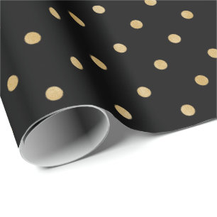 Elegant modern Black Gold Polka Dots Pattern Cadeaupapier