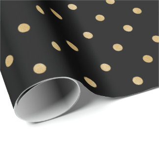 Elegant modern Black Gold Polka Dots Pattern Cadeaupapier
