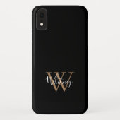 Elegant Modern Black Gold Script Monogram Naam Case-Mate iPhone Case (Achterkant)