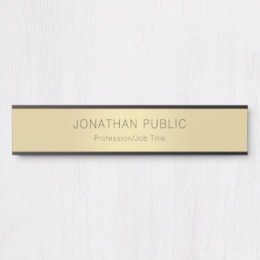 Elegant Modern Black Gold Sjabloon Professional Deurbordje (Voorkant)