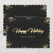 Elegant Modern Black Gold Snowflake Feestdagenkaart (Voorkant / Achterkant)