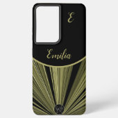 Elegant modern Black Gold Starburst Monogram Samsung Galaxy Hoesje (Achterkant)