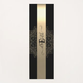 Elegant Modern Black Gold Stripe Floral Mandala Yogamat (Voorkant)
