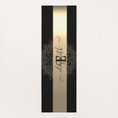 Elegant Modern Black Gold Stripe Floral Mandala Yogamat (Achterkant)