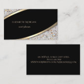 Elegant Modern Black, Gold Stripe, marmer Visitekaartje (Voorkant / Achterkant)