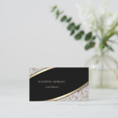 Elegant Modern Black, Gold Stripe, marmer Visitekaartje (Staand voorkant)