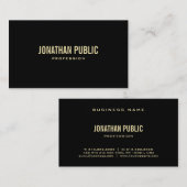 Elegant Modern Black Gold Text Elite Plain Luxe Visitekaartje (Voorkant / Achterkant)
