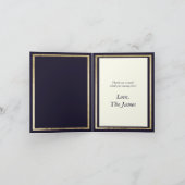 Elegant Modern Black Ivory Gold 50e verjaardag Bedankkaart (Binnen)