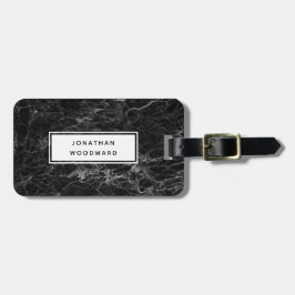 Elegant Modern Black Marble, speciaal gepersonalis Bagagelabel