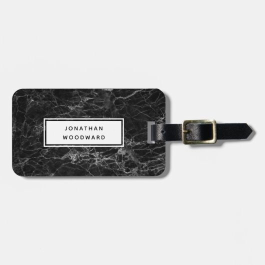 Elegant Modern Black Marble, speciaal gepersonalis Bagagelabel (Voorkant horizontaal)
