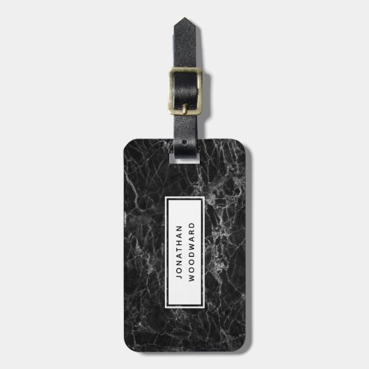 Elegant Modern Black Marble, speciaal gepersonalis Bagagelabel (Voorkant verticaal)
