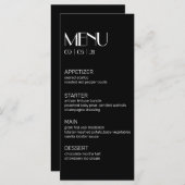 Elegant Modern Black met White Wedding Menu (Voorkant / Achterkant)