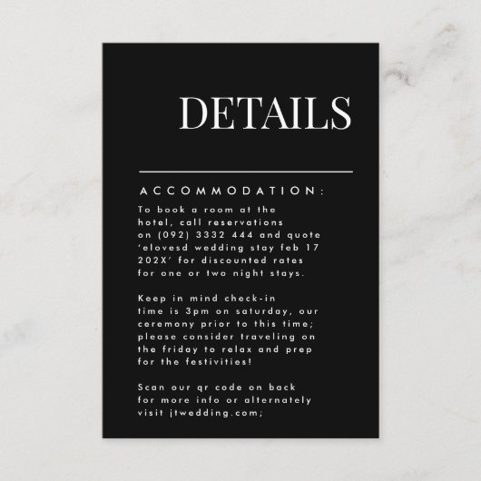 Elegant Modern Black Names Accommododatie - Gegeve RSVP Kaartje (Voorkant)